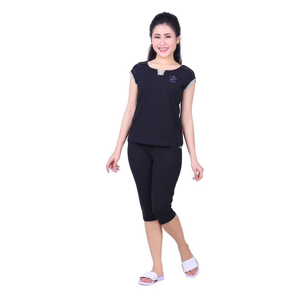 Đồ bộ nữ mặc nhà thể thao kiểu quần lửng tay ngắn cotton 024p 3181