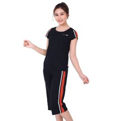 Đồ bộ nữ mặc nhà kiểu quần ống rộng lửng tay ngắn 3 trong 1 cotton 024p 4052