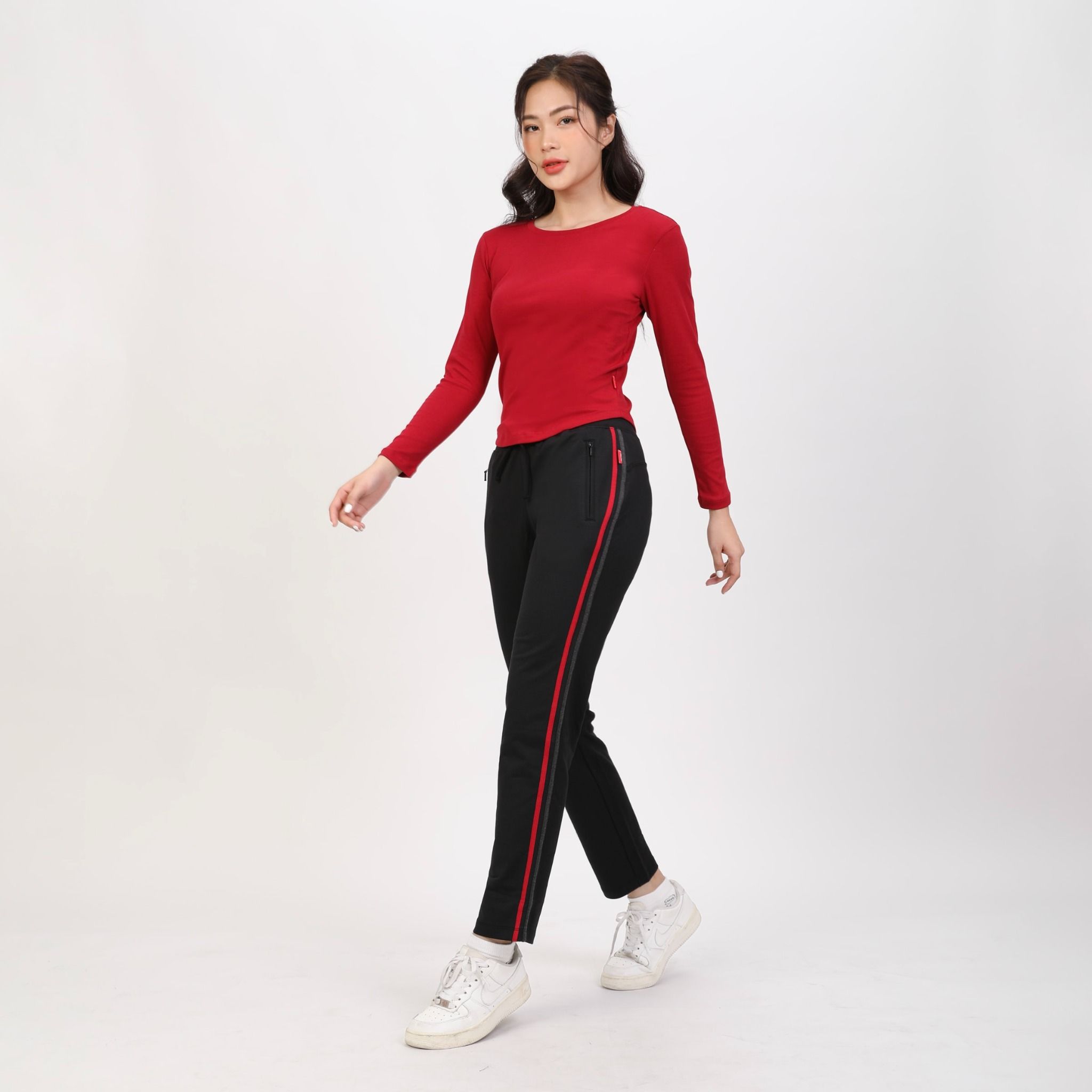 Quần thể thao nữ ống dài thun chất vảy cá cotton cvc mát 408p 8064