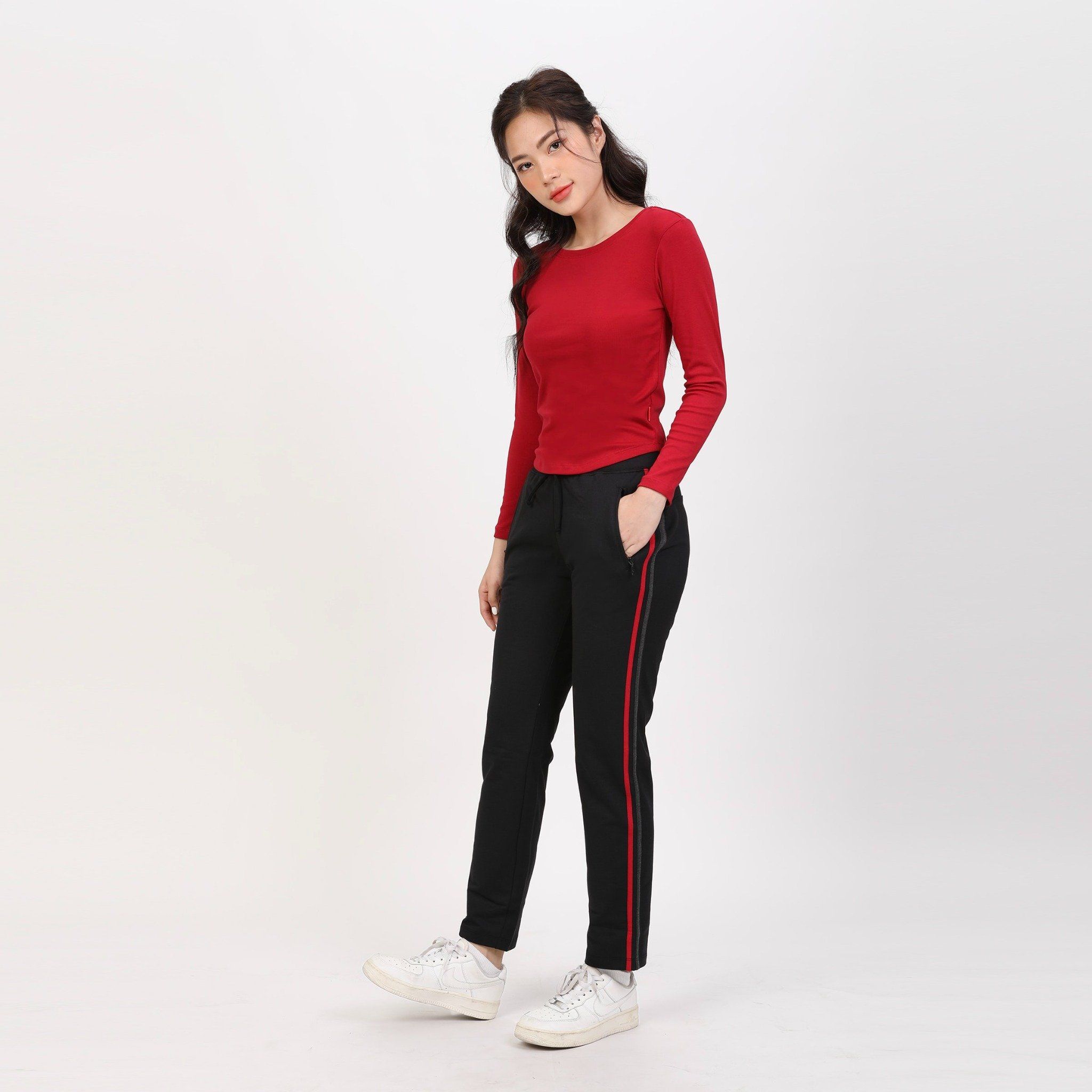 Quần thể thao nữ ống dài thun chất vảy cá cotton cvc mát 408p 8064