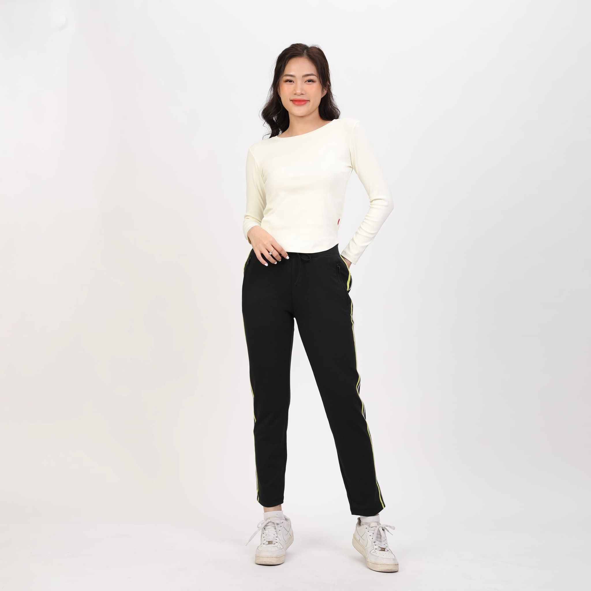 Quần thể thao nữ ống dài thun chất vảy cá cotton cvc mát 408p 8070