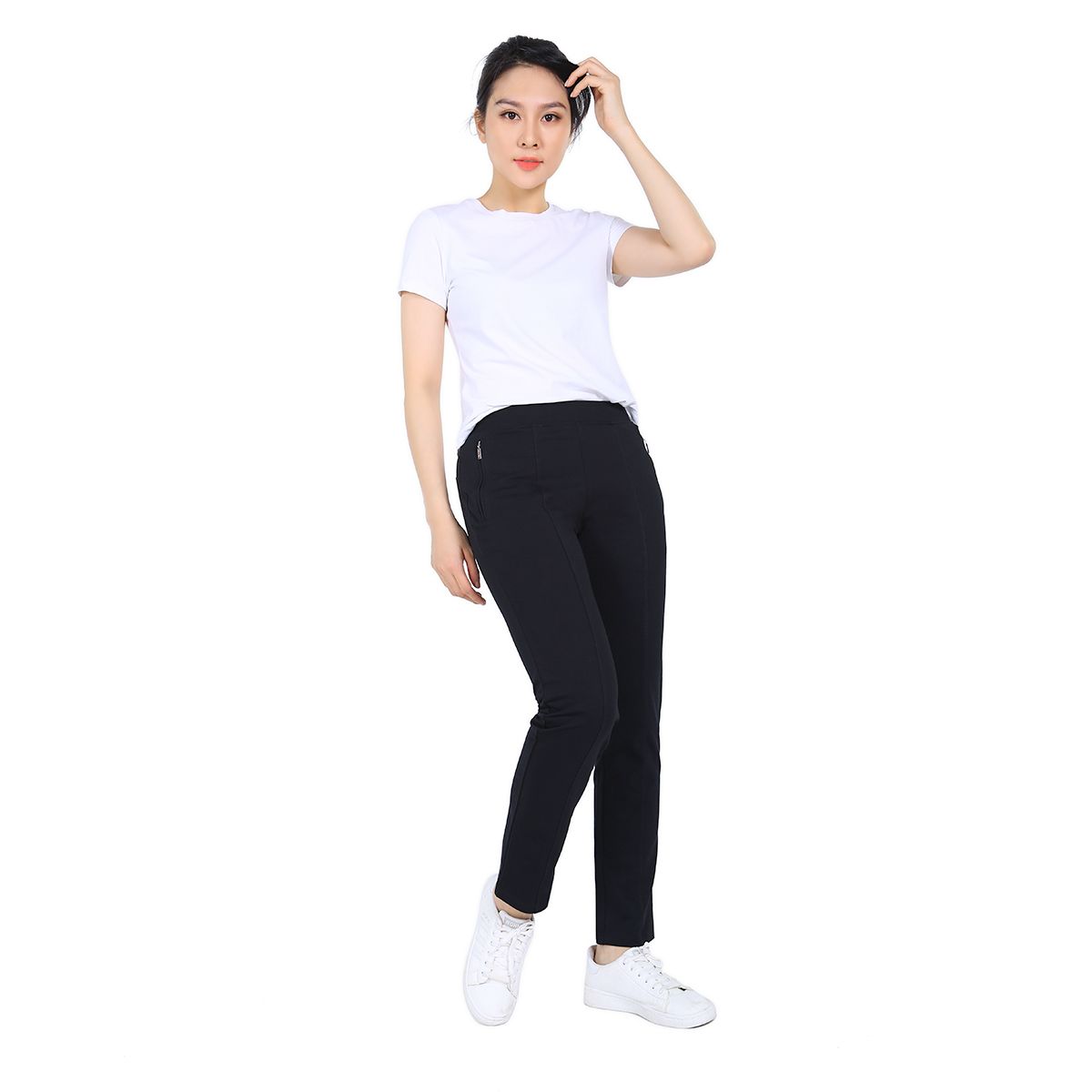 Quần thể thao nữ ống dài thun chất vảy cá cotton cvc mát 408p 8038