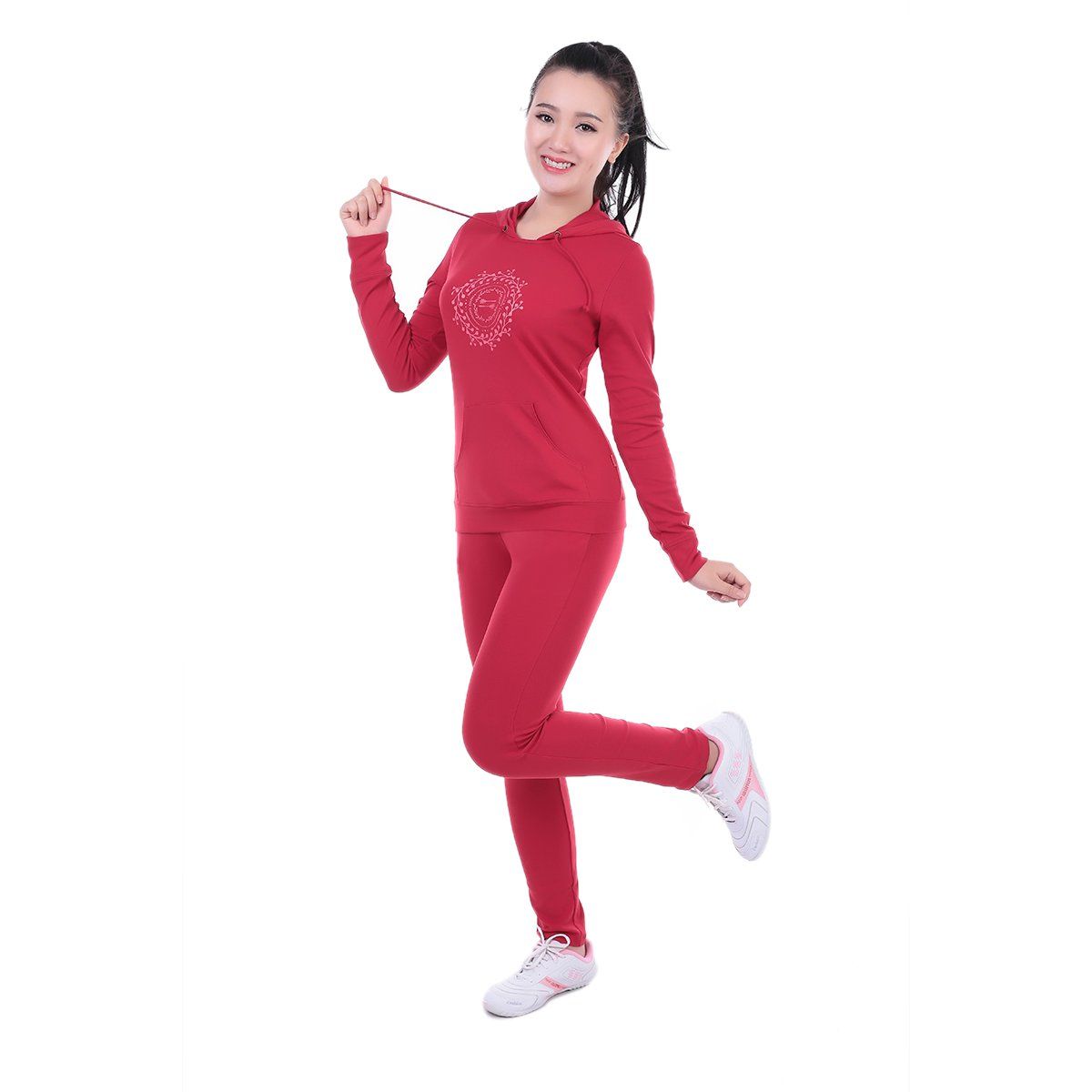 Bộ nữ thể thao tập gym, yoga kiểu quần dài tay dài chất rib cotton cvc mát 223p 1158