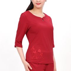 Đồ bộ mặc nhà nữ kiểu quần dài tay lỡ cotton 193p 3334