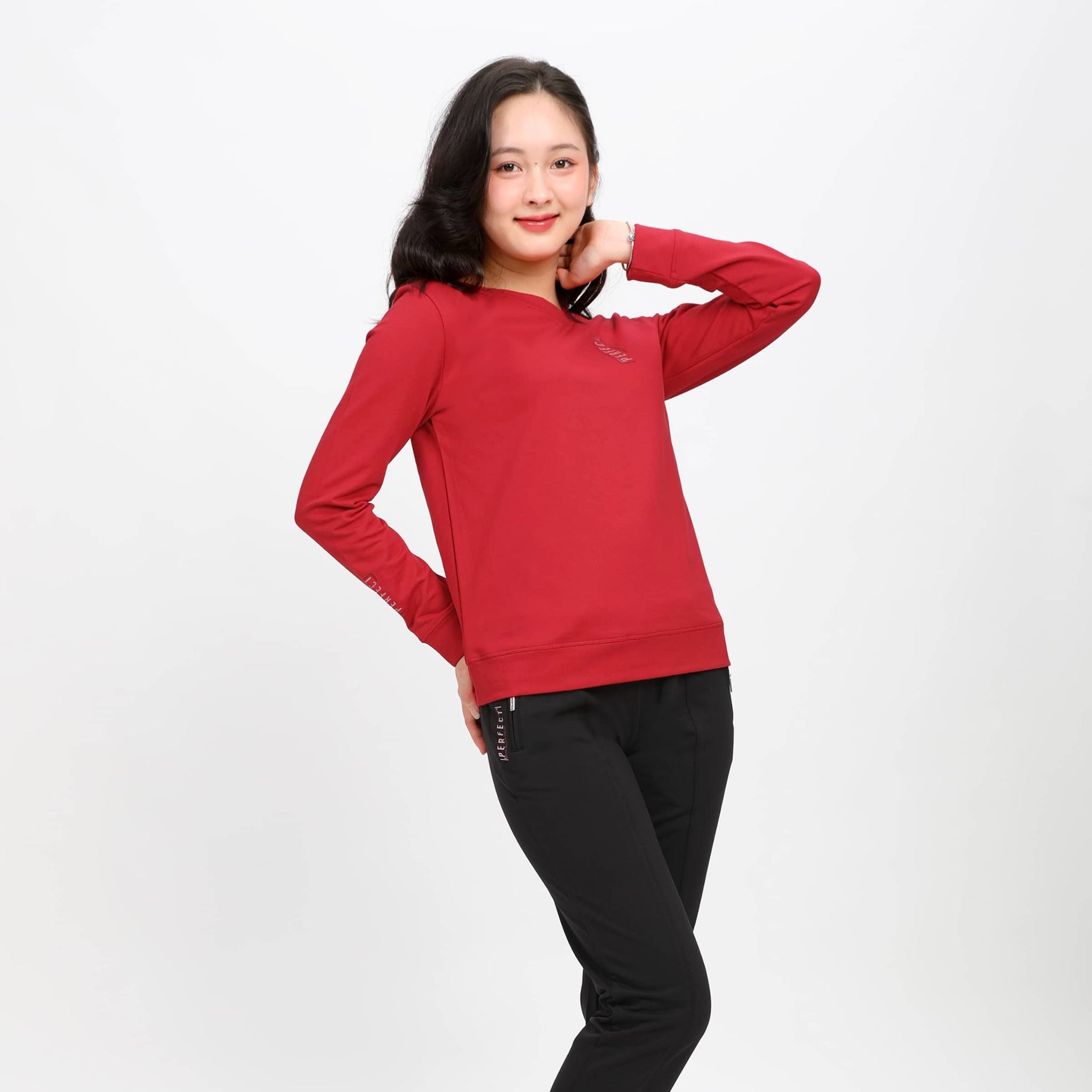 Set đồ bộ nữ kiểu quần dài tay dài chất vảy cá cotton cvc mát 403p 0140