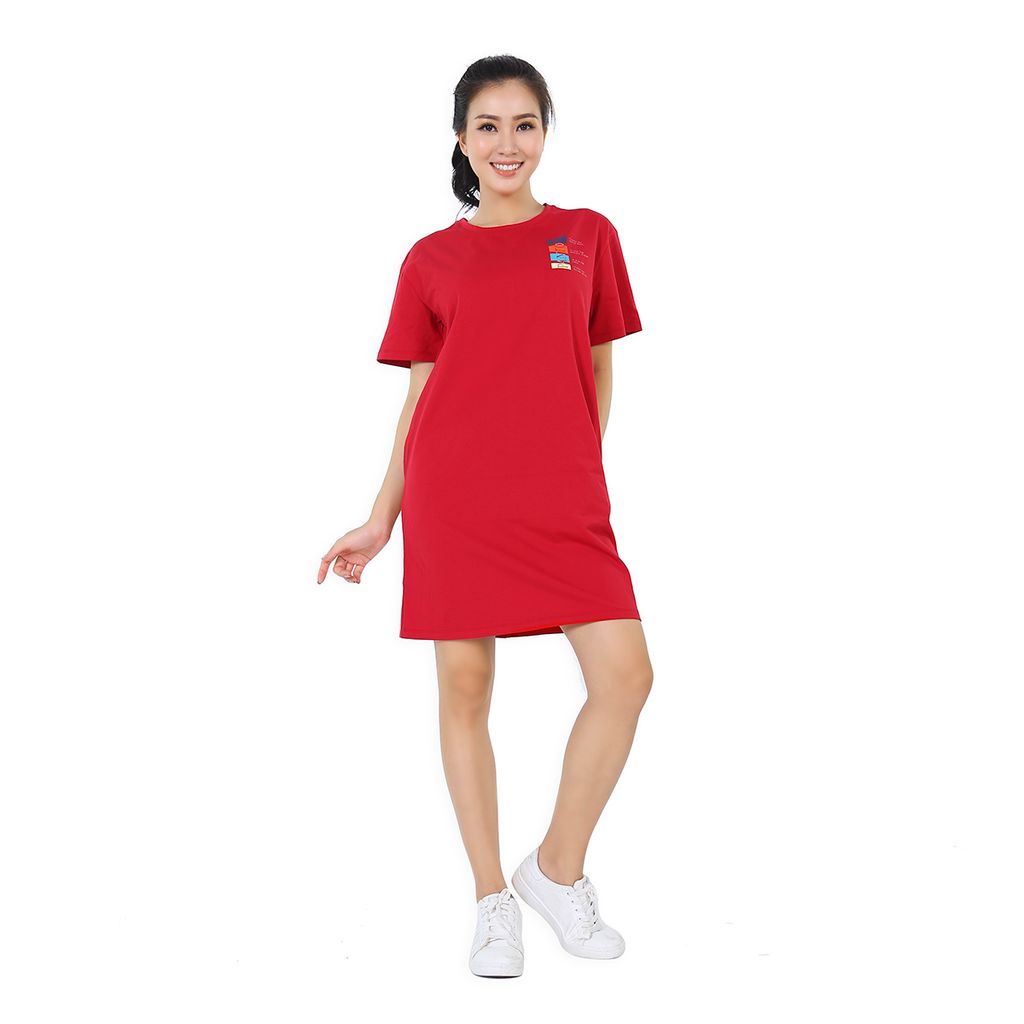 Váy đầm suông mặc nhà tay ngắn cotton 022p 2015