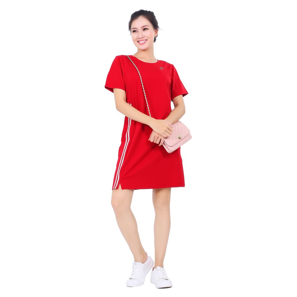 Váy đầm suông mặc nhà tay ngắn cotton 022p 2047