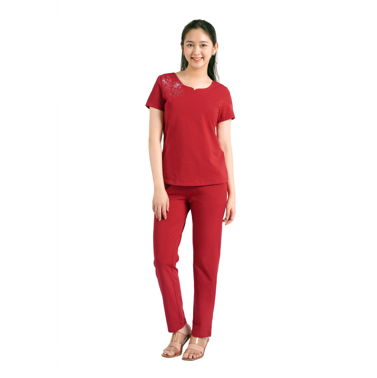 Set đồ bộ nữ kiểu quần dài tay ngắn chất cotton siêu mát 023p 3316