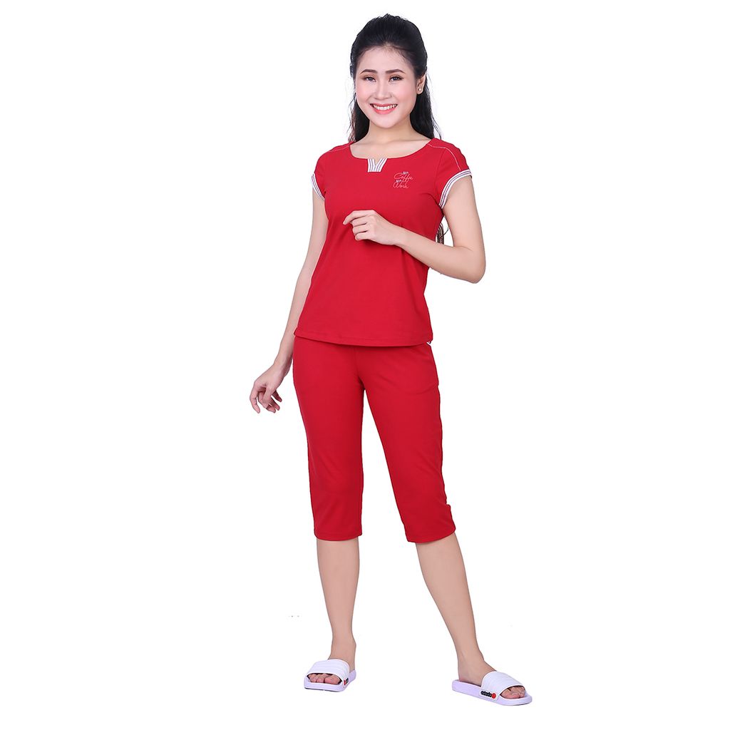 Đồ bộ nữ mặc nhà thể thao kiểu quần lửng tay ngắn cotton 024p 3181