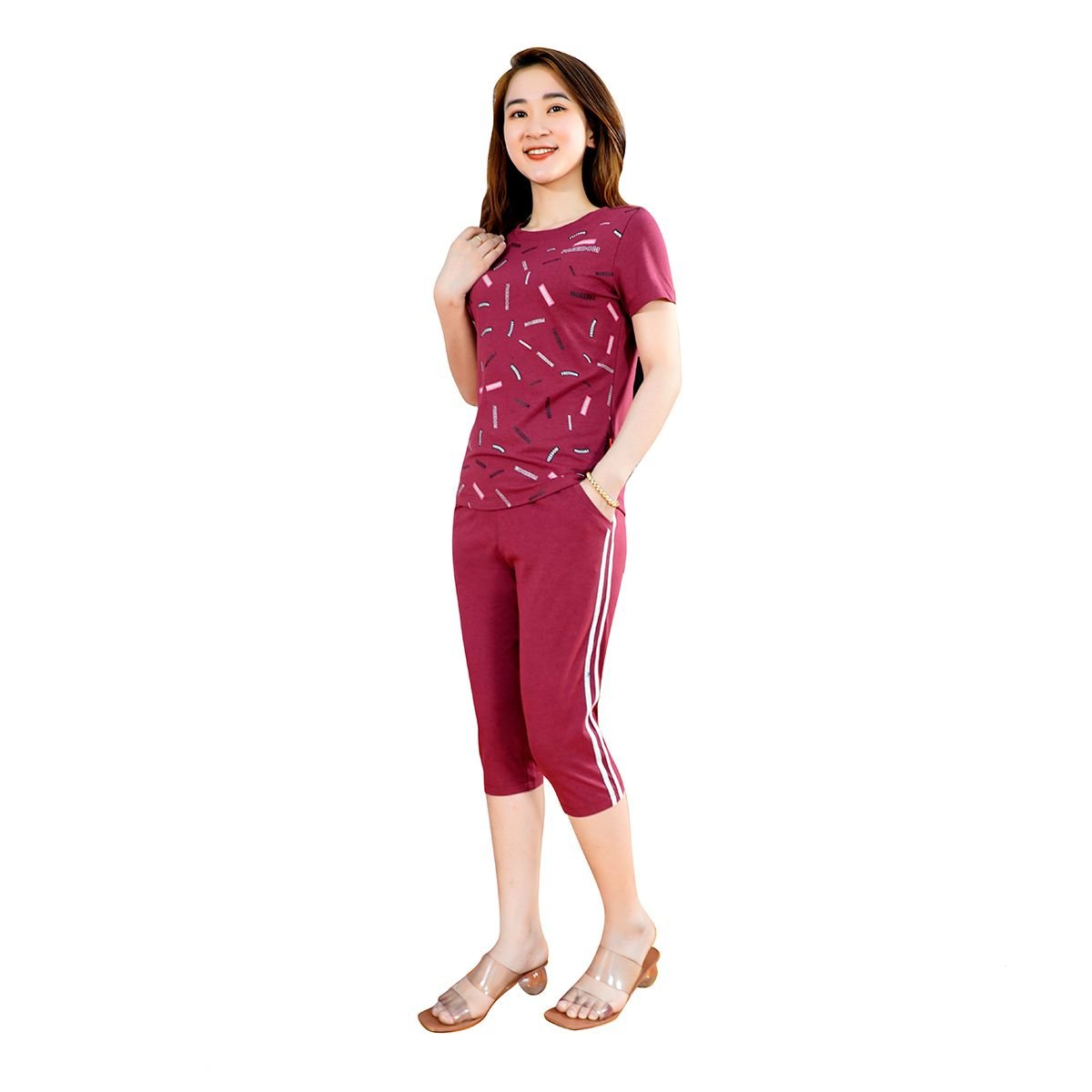 Set đồ bộ nữ kiểu quần lửng tay ngắn cotton cvc mát 194p 4211