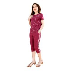 Set đồ bộ nữ kiểu quần lửng tay ngắn cotton cvc mát 194p 4211