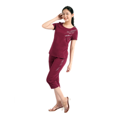 Set đồ bộ nữ kiểu quần lửng tay ngắn cotton cvc mát 194p 4249