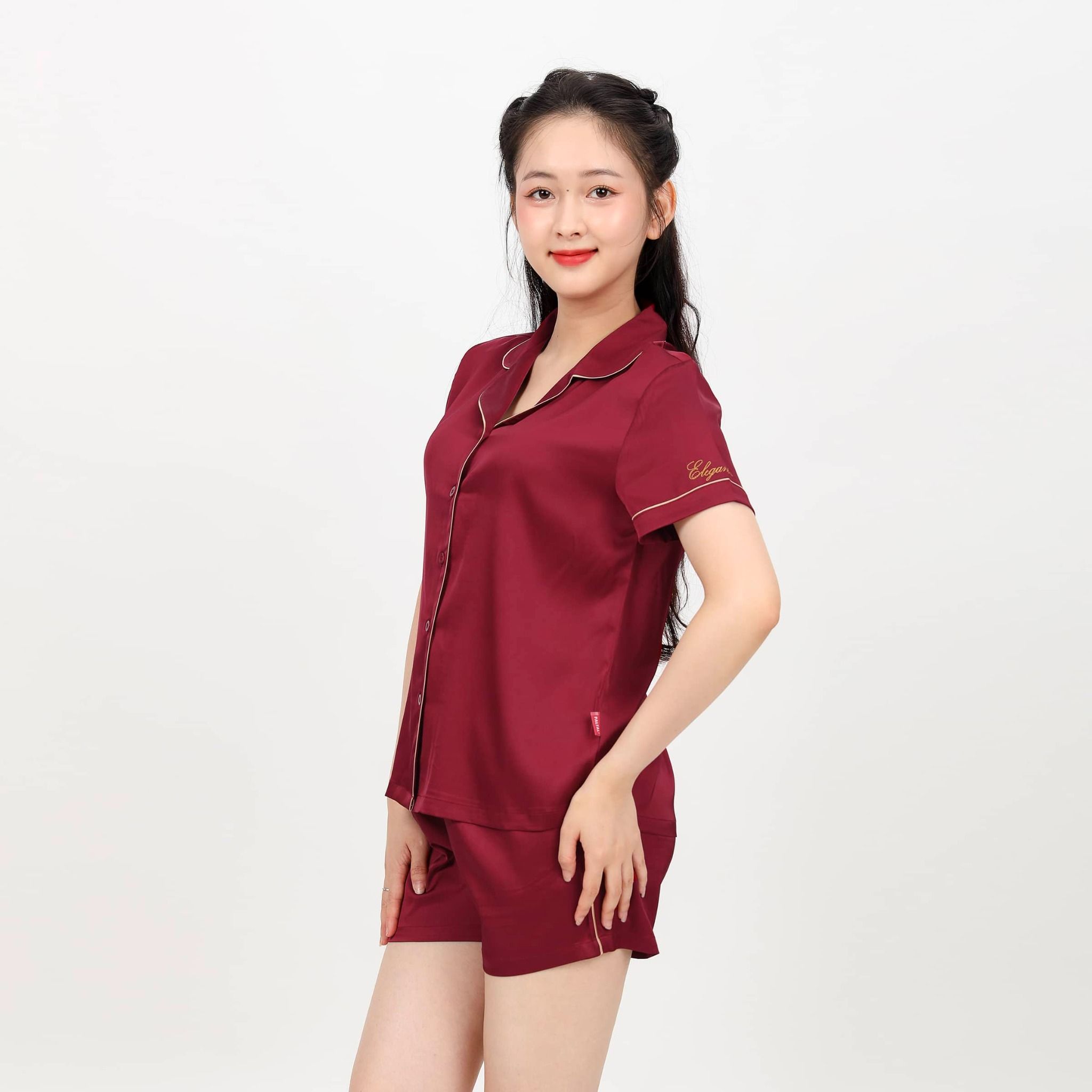 Set đồ bộ nữ kiểu quần đùi tay ngắn chất lụa nhung 265p 2021