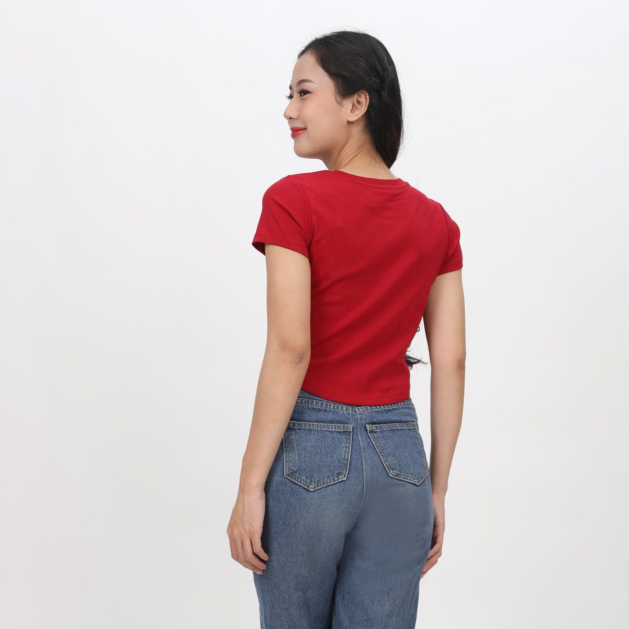 Áo thun nữ Croptop tay ngắn Cổ Tròn LIME chất rib chất cotton siêu mát 220p 0267