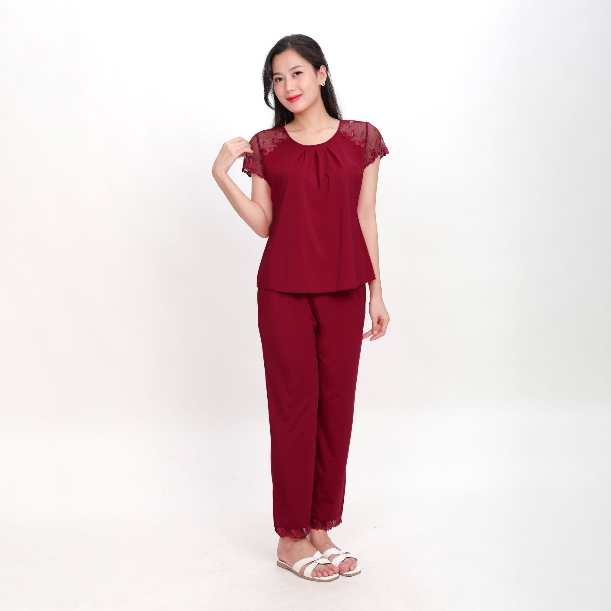 Set đồ bộ nữ kiểu quần dài tay ngắn chất thun lạnh siêu bền 013p 3146