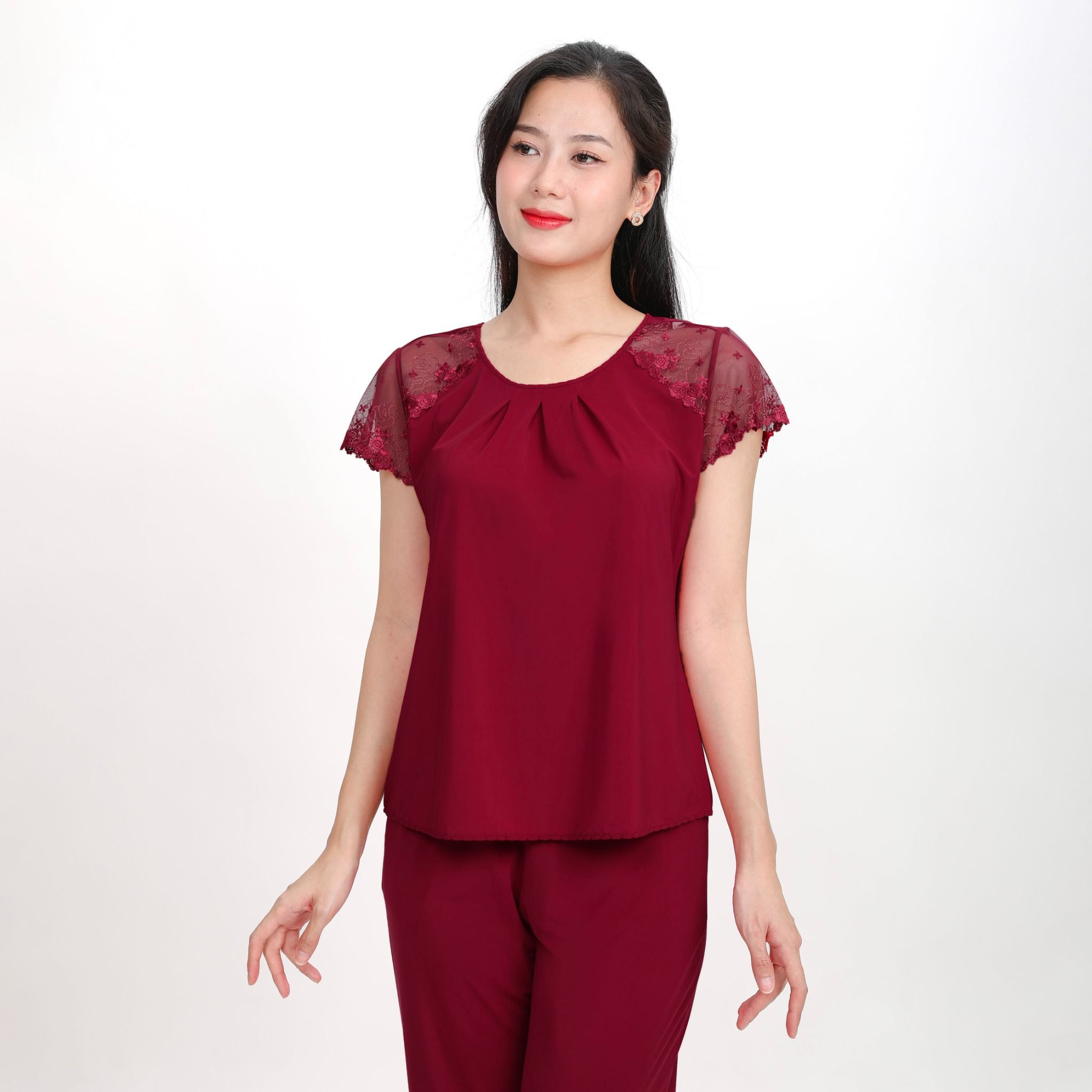 Set đồ bộ nữ kiểu quần dài tay ngắn chất thun lạnh siêu bền 013p 3146