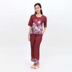 Set đồ bộ nữ kiểu quần dài tay ngắn chất lụa nhung 263p 6050