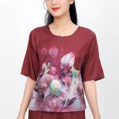 Set đồ bộ nữ kiểu quần dài tay ngắn chất lụa nhung 263p 6050