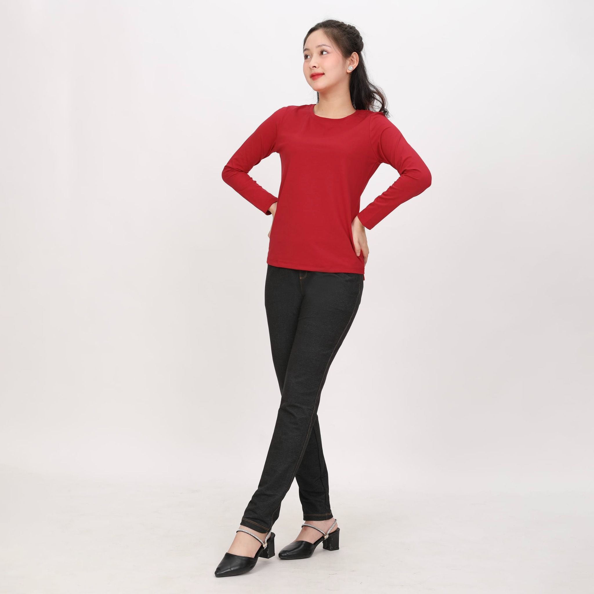 Áo thun nữ tay dài Cổ Tròn chất cotton siêu mát 020p 0263
