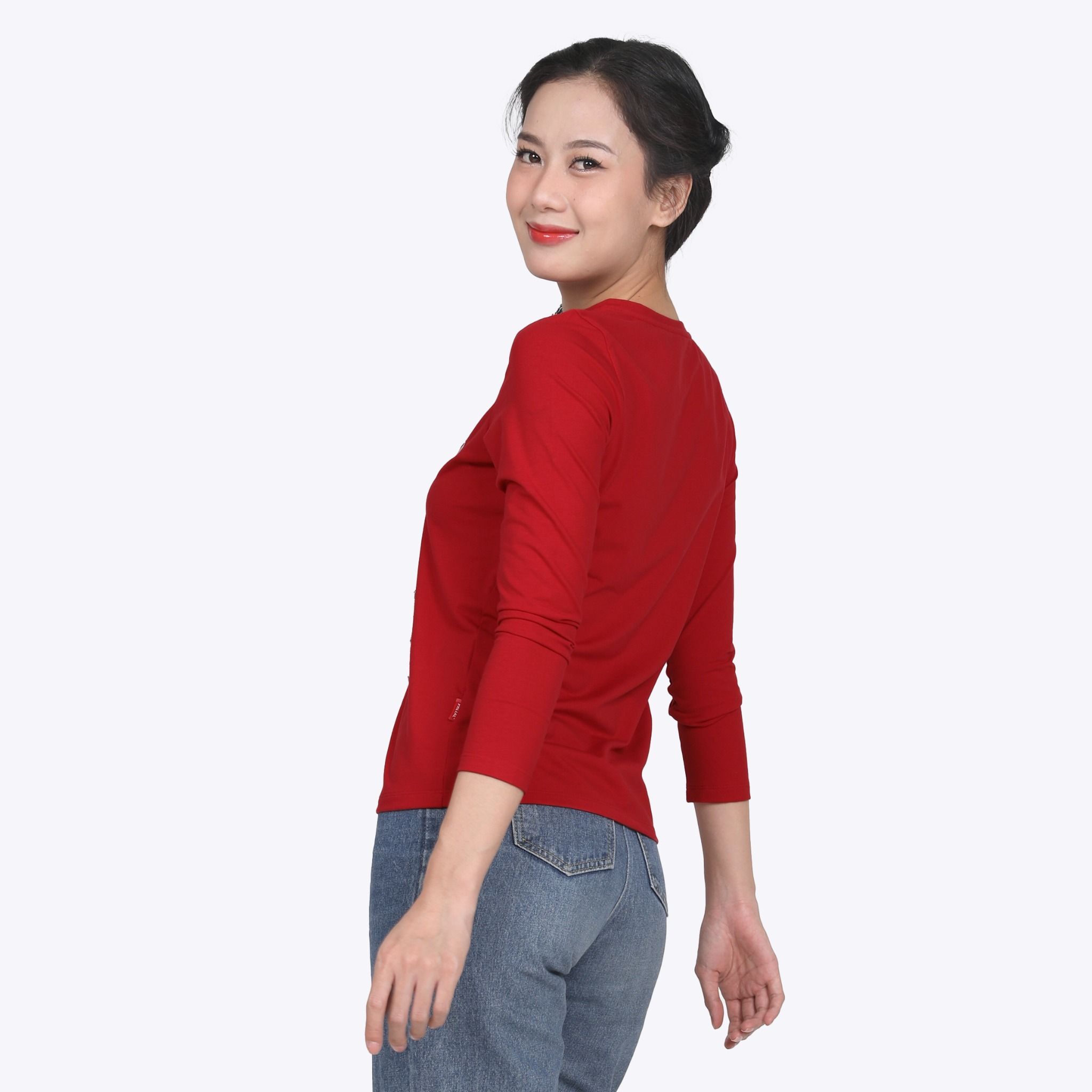 Áo thun nữ tay dài Cổ Tim chất cotton siêu mát 020p 0271