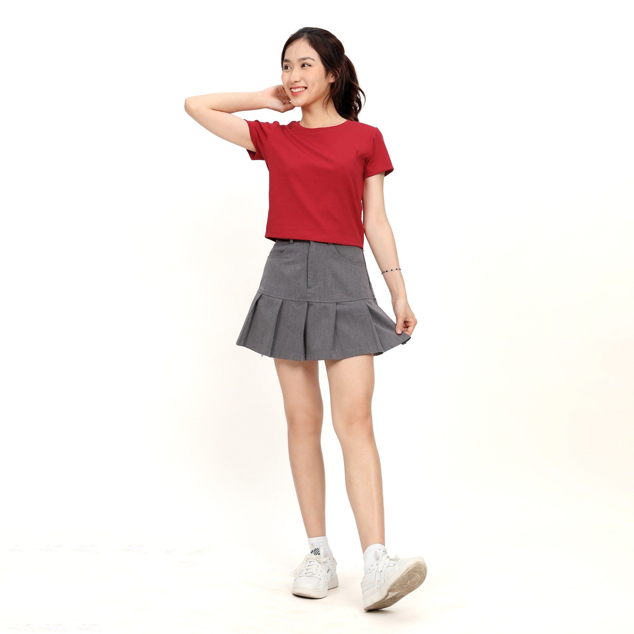 Áo thun nữ croptop tay ngắn Cổ Tròn chất rib chất cotton siêu mát 220p 0265