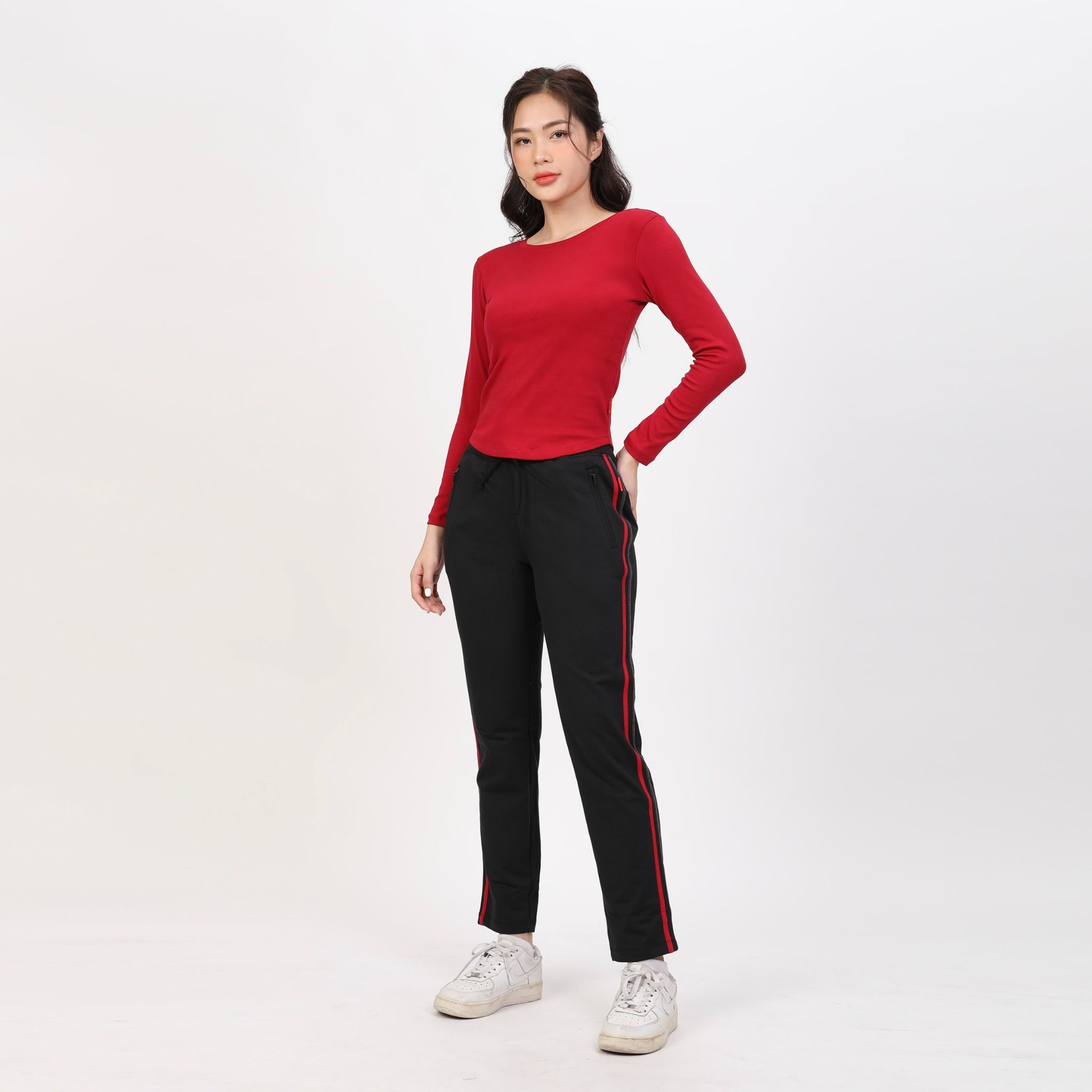 Áo thun nữ tay dài form suông cổ tròn chất rib chất cotton siêu mát 220p 0272