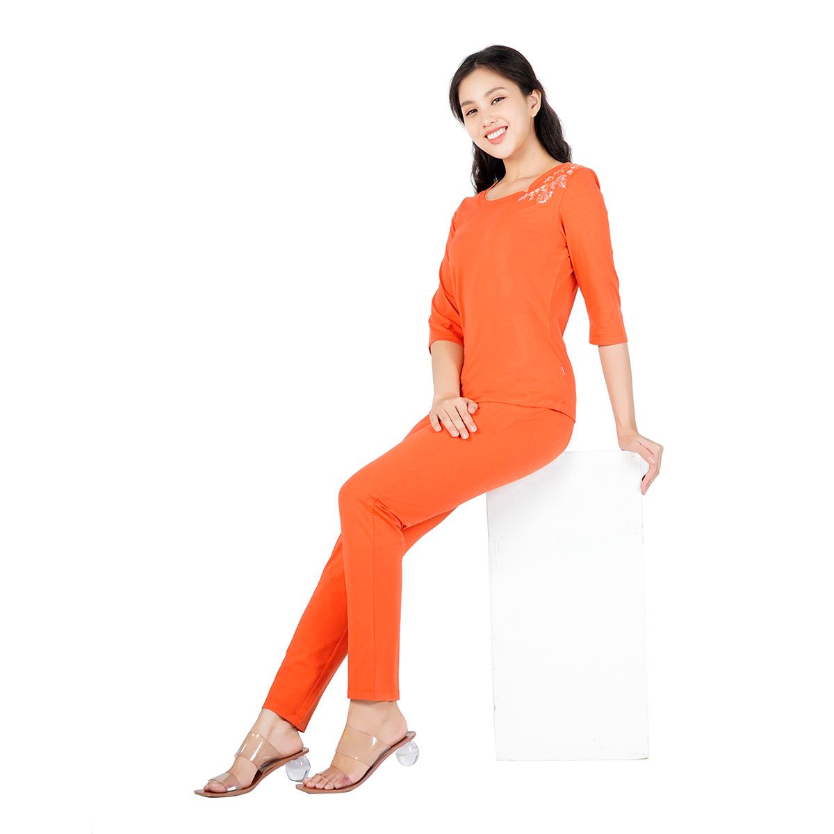 Set đồ bộ nữ kiểu quần dài tay lỡ chất cotton siêu mát 023p 3250