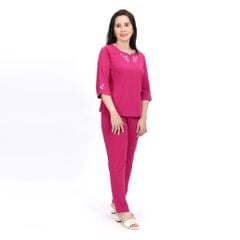 Set đồ bộ nữ kiểu quần dài tay Lỡ chất cotton cvc mát 193p 3332