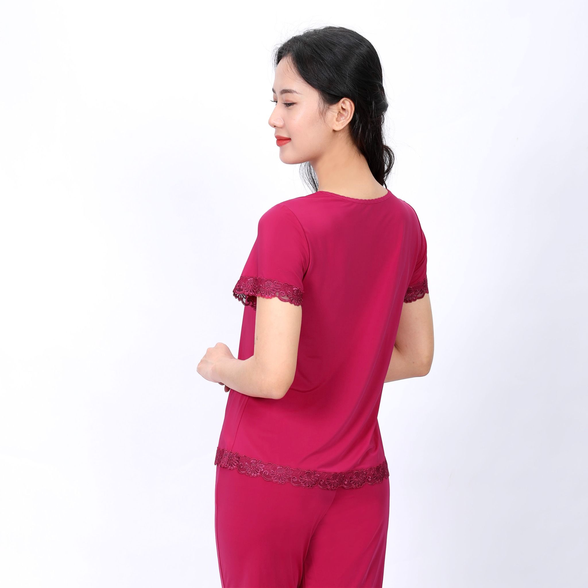 Set đồ bộ nữ kiểu quần dài tay ngắn chất thun lạnh siêu bền 013p 6015