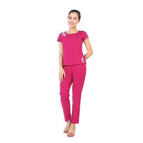 Đồ bộ nữ mặc nhà kiểu quần dài tay ngắn cotton 023p 3287