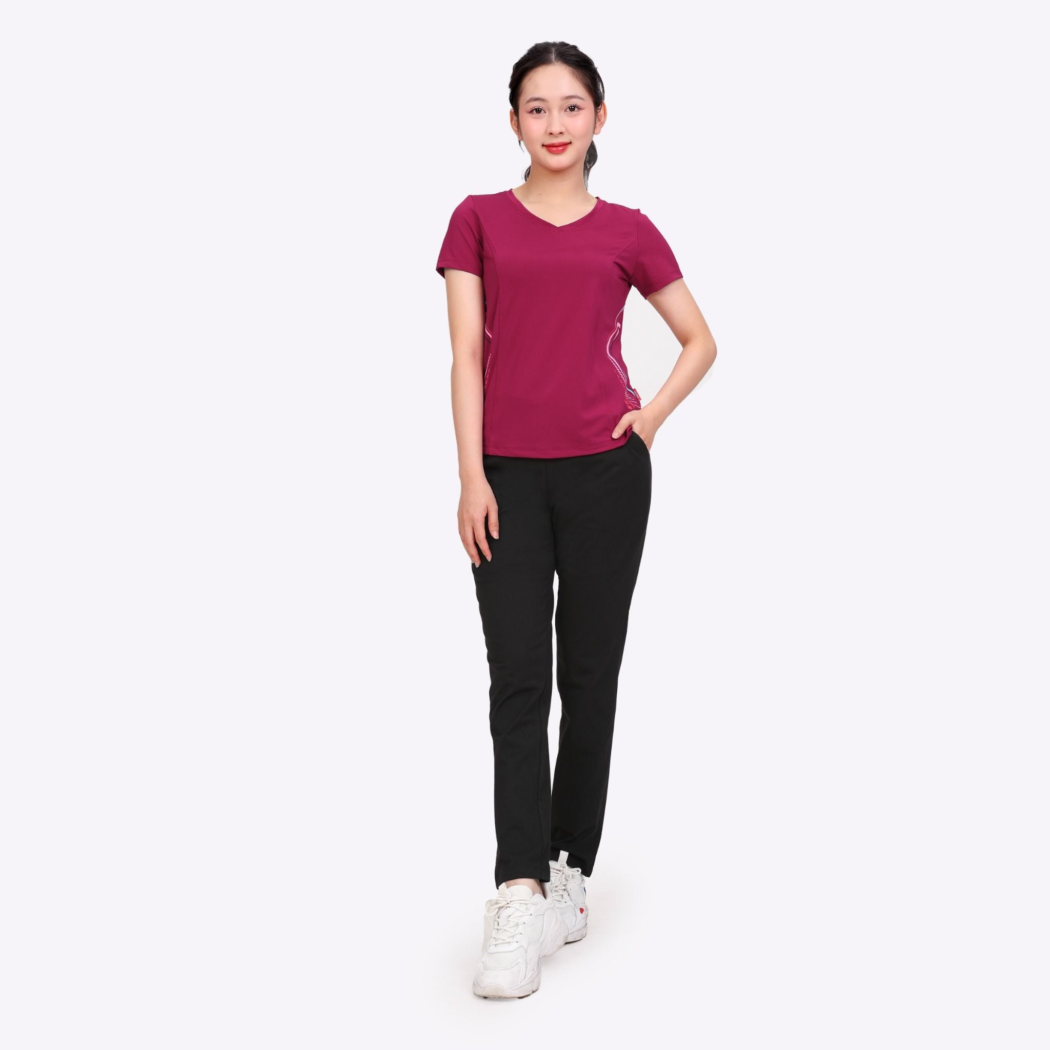 Set đồ bộ nữ kiểu quần dài tay ngắn thể thao 3 trong 1 chất poly thái 313p 3389