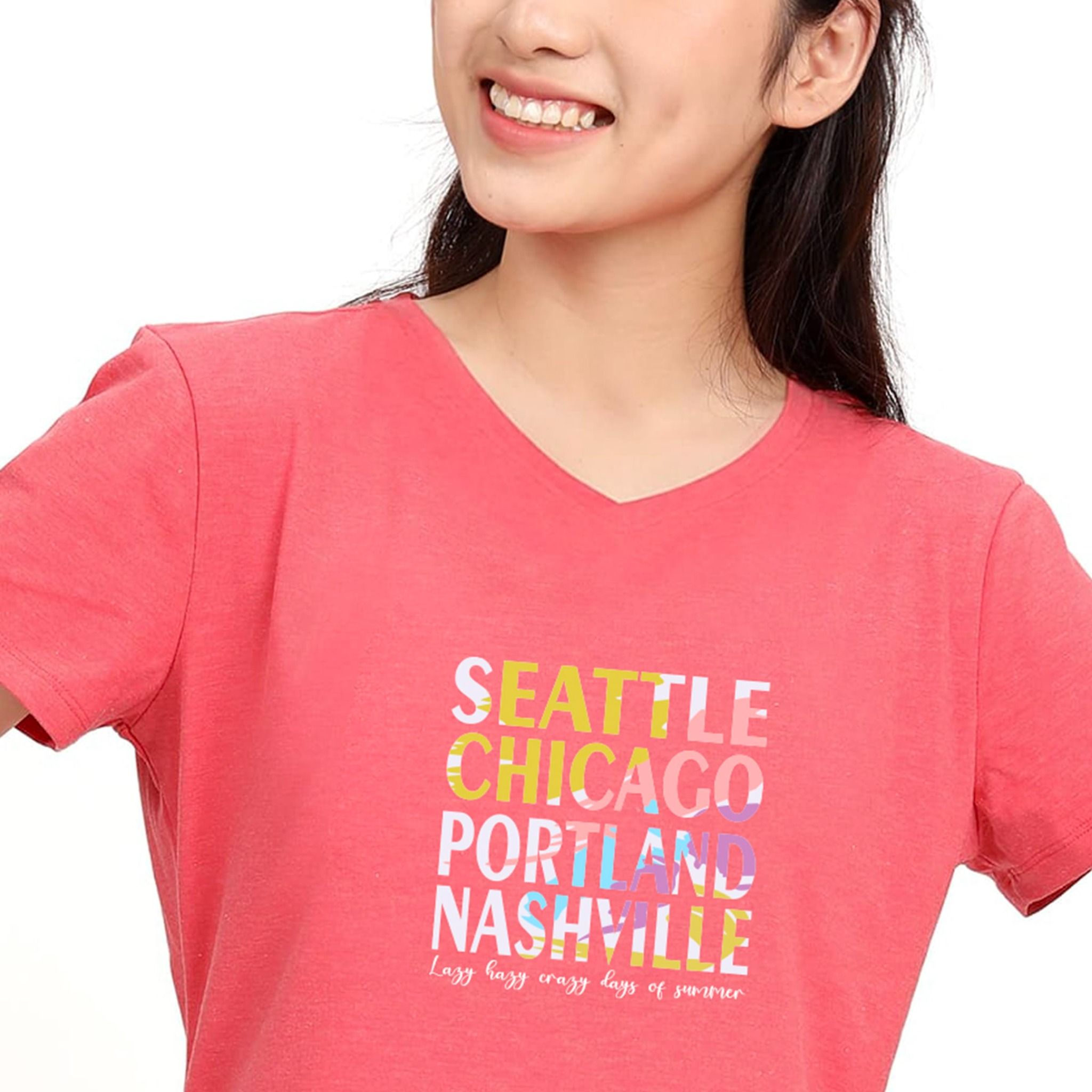 Áo thun nữ tay ngắn Form Suông Cổ Tim chất cotton siêu mát 190p 0325