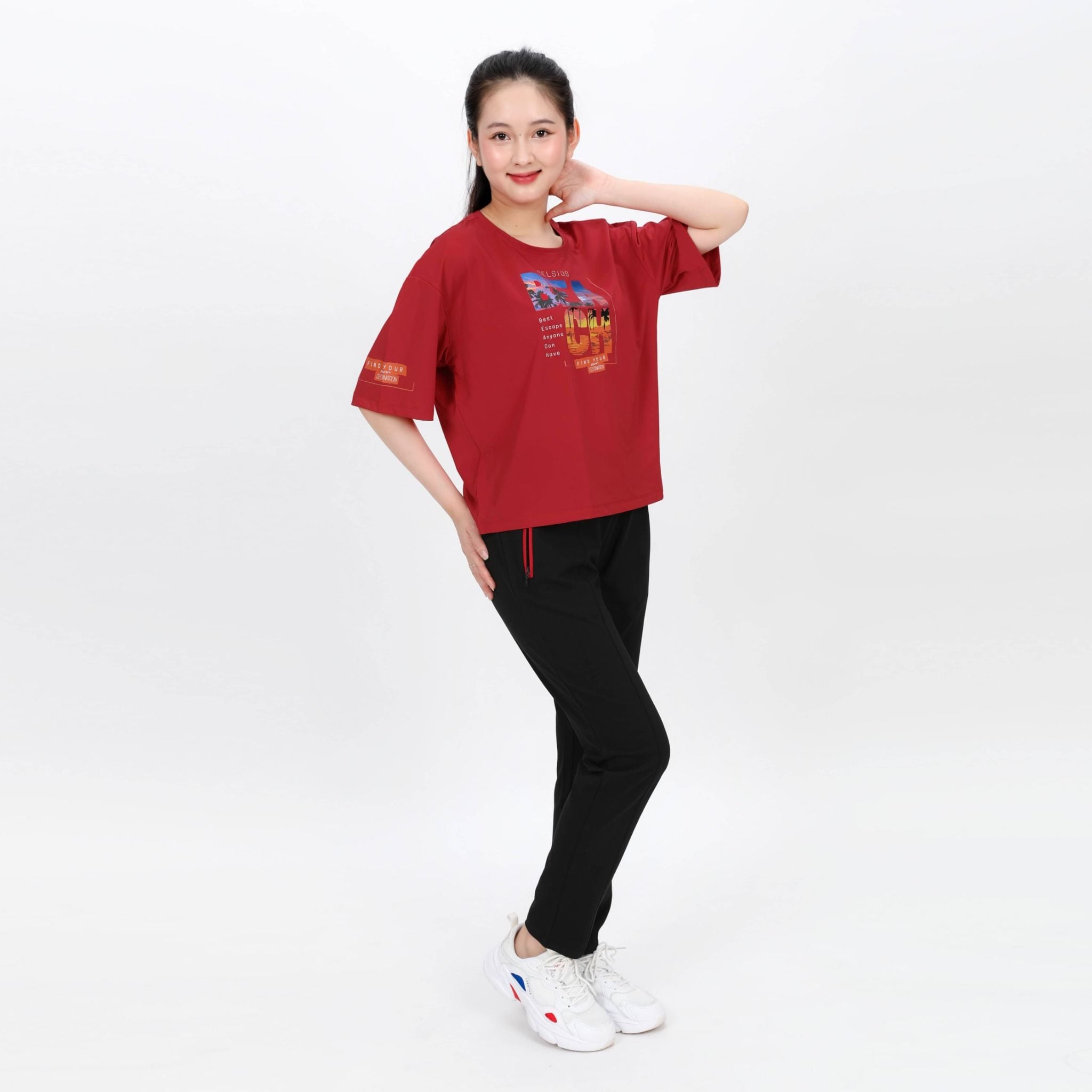 Set đồ bộ nữ kiểu quần dài tay ngắn chất nhung lạnh 153p 6002