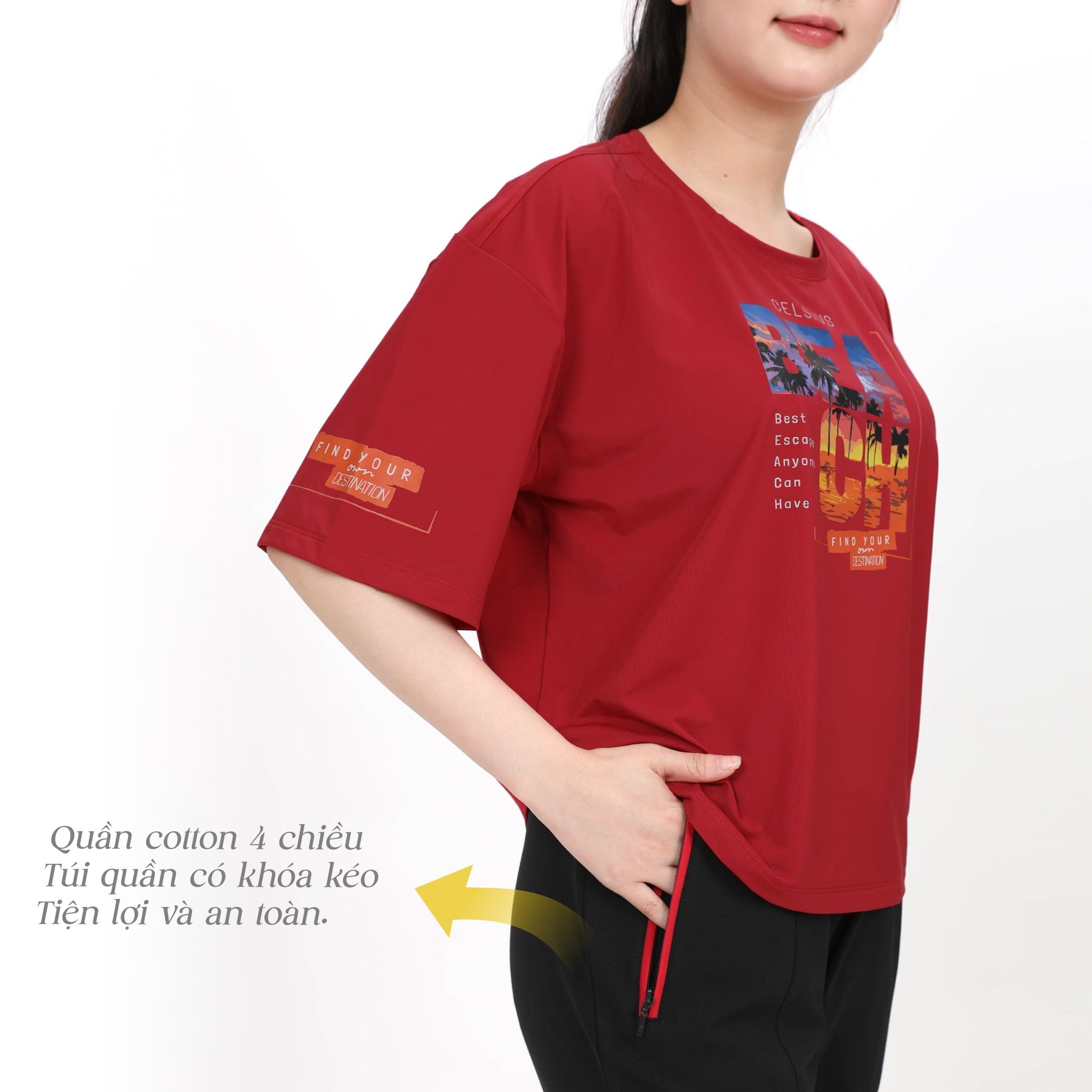 Set đồ bộ nữ kiểu quần dài tay ngắn chất nhung lạnh 153p 6002