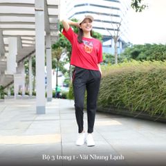 Set đồ bộ nữ kiểu quần dài tay ngắn chất nhung lạnh 153p 6002