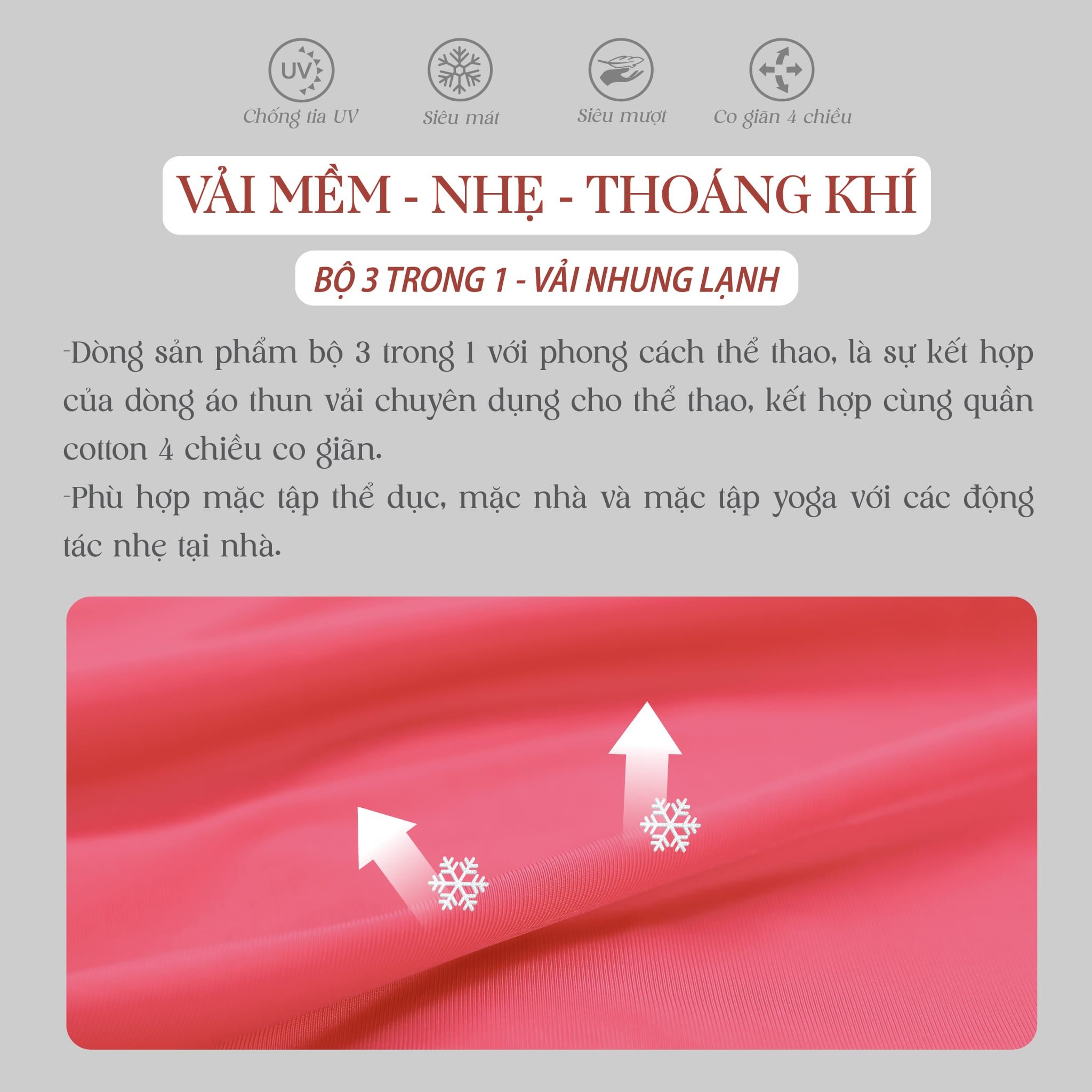 Set đồ bộ nữ kiểu quần dài tay ngắn thể thao 3 trong 1 chất nhung lạnh 153p 6006