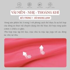 Set đồ bộ nữ kiểu quần dài tay ngắn thể thao 3 trong 1 chất nhung lạnh 153p 6006