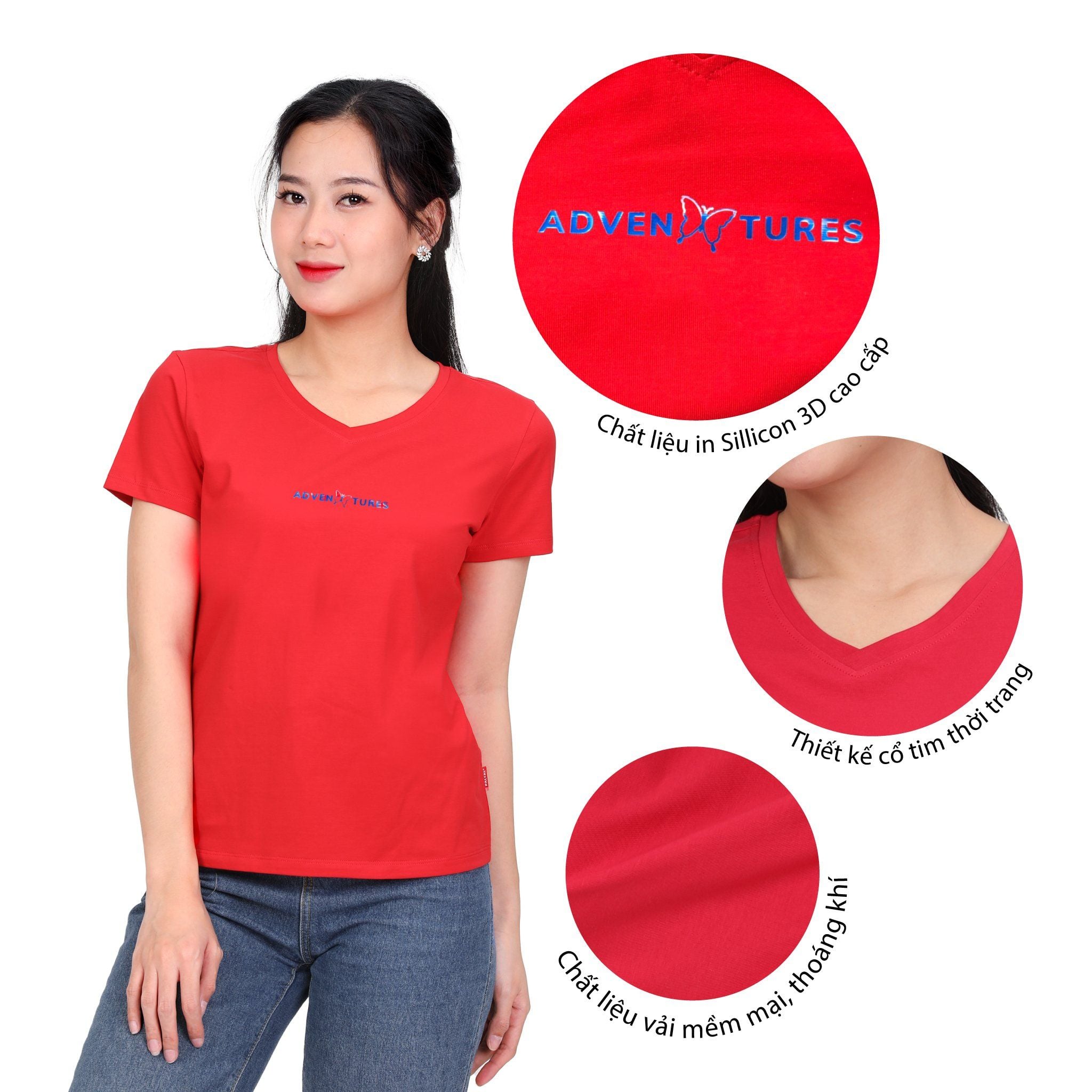 Áo thun nữ tay ngắn cổ tim form suông chất cotton siêu mát 020p 0338