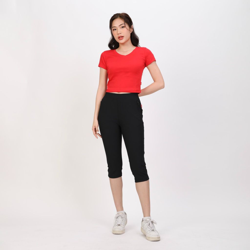 Áo Thun Croptop Tay Ngắn Cổ Tim Rib Cotton 220p 0266