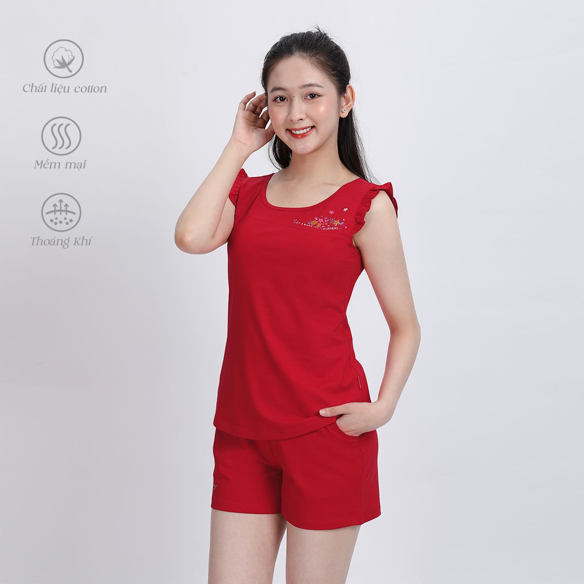 Set đồ bộ nữ kiểu quần đùi không tay chất cotton siêu mát 025p 5108
