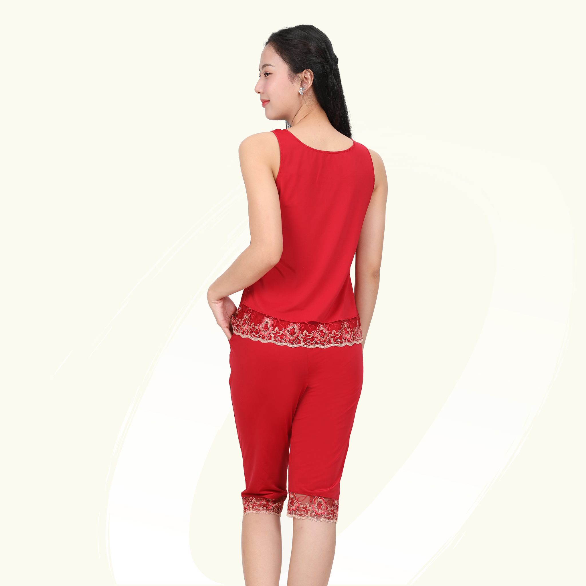 Set đồ bộ nữ kiểu siêu bền kiểu quần lửng không tay chất thun lạnh 014p 7030