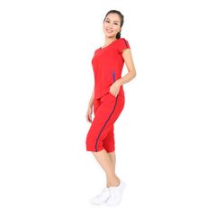 Bộ đồ nữ mặc nhà kiểu thể thao quần lửng tay ngắn cotton 024p 4142