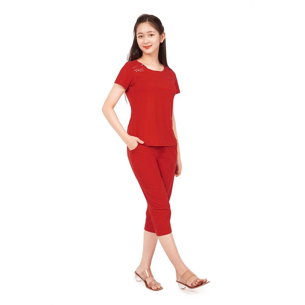 Set đồ bộ nữ kiểu quần lửng tay ngắn chất cotton siêu mát 024p 4241