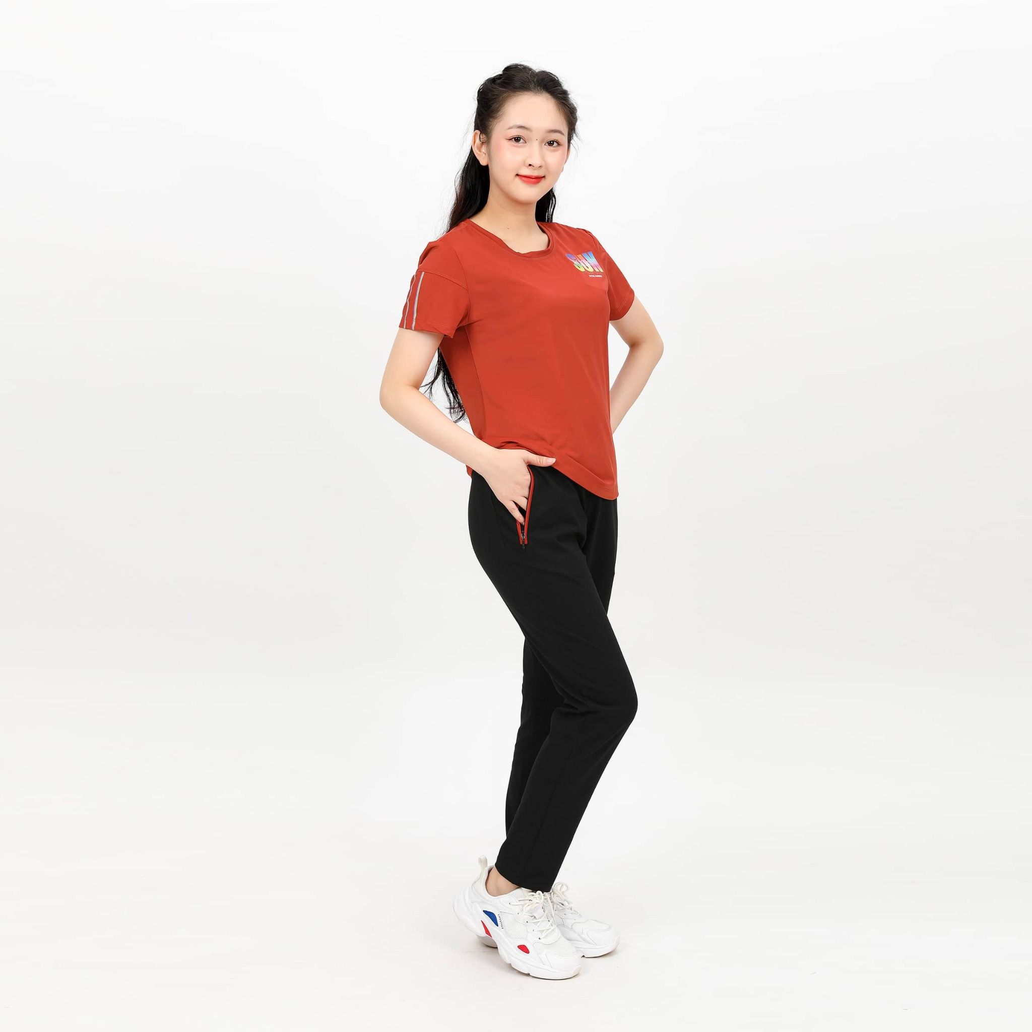 Set đồ bộ nữ kiểu quần dài tay ngắn chất nhung lạnh 153p 6004