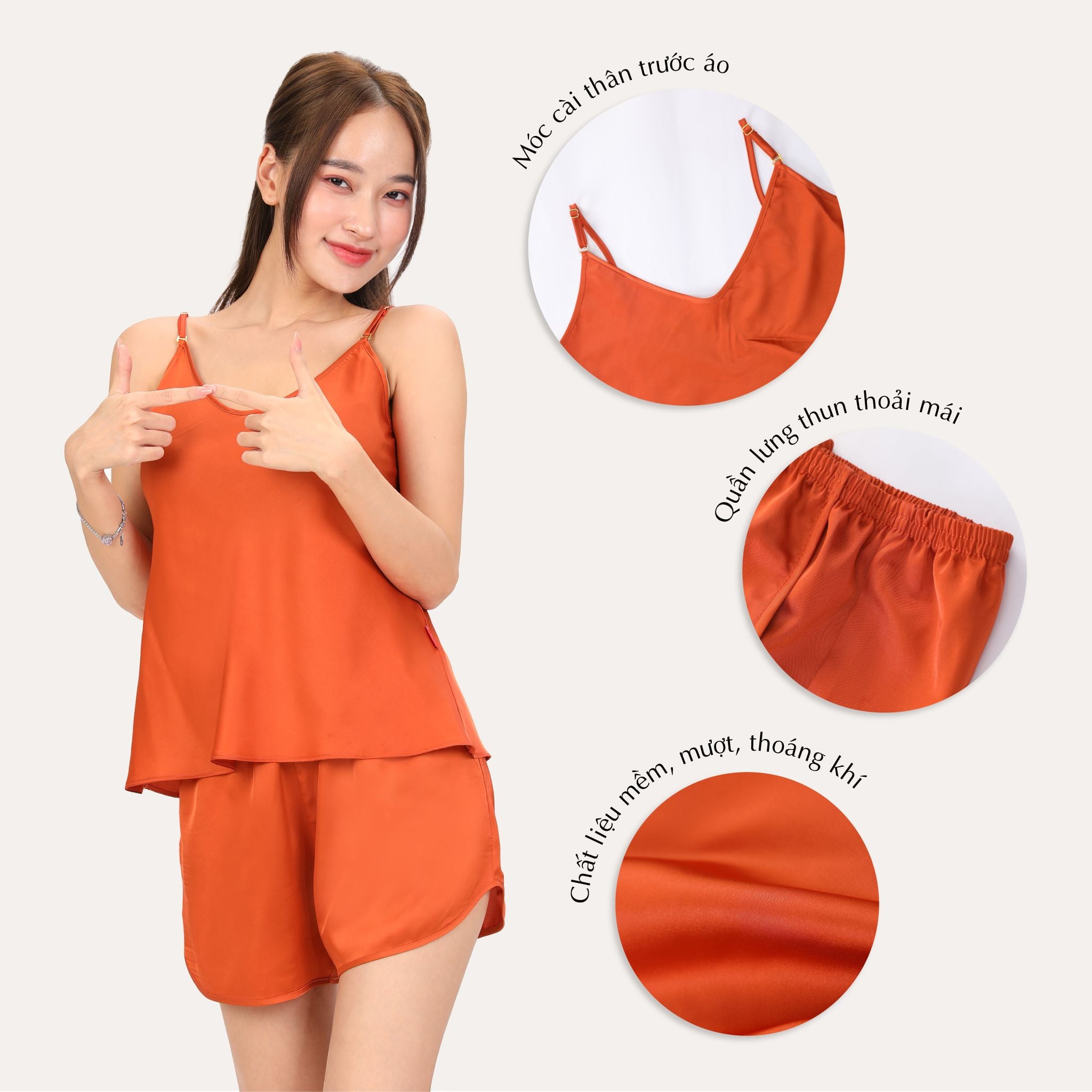 Set đồ bộ nữ kiểu quần đùi dây cao cấp lụa nhung 265p 2121