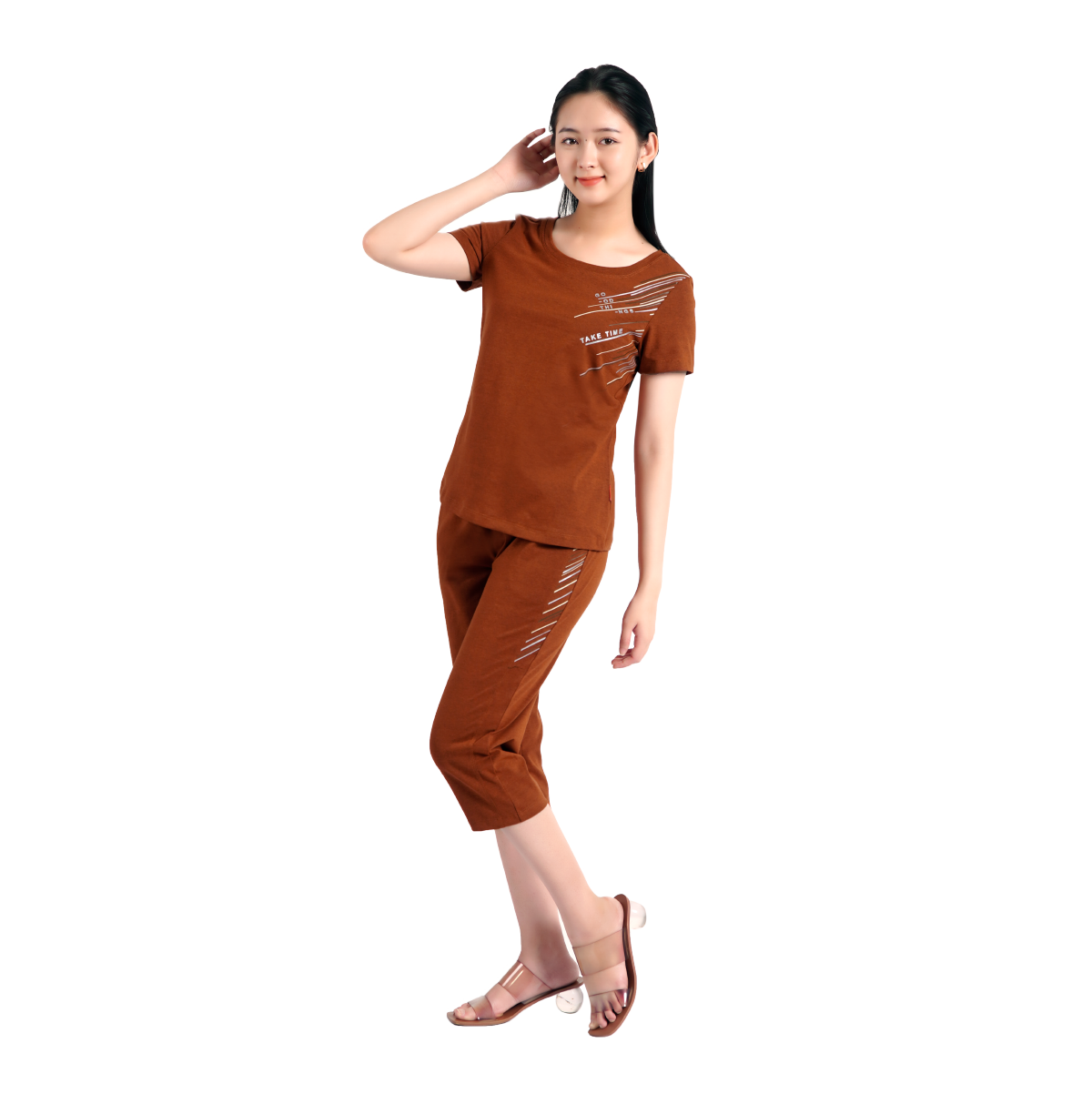 Set đồ bộ nữ kiểu quần lửng tay ngắn cotton cvc mát 194p 4249