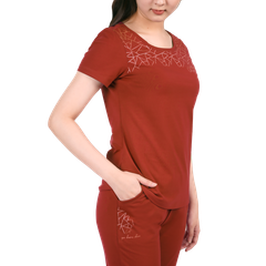 Set đồ bộ nữ kiểu quần dài tay ngắn cotton cvc mát 193p 3319