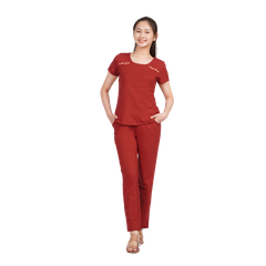 Set đồ bộ nữ kiểu quần dài tay ngắn cotton cvc mát 193p 3309