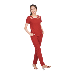 Set đồ bộ nữ kiểu quần dài tay ngắn cotton cvc mát 193p 3310