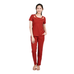 Set đồ bộ nữ kiểu quần dài tay ngắn cotton cvc mát 193p 3310